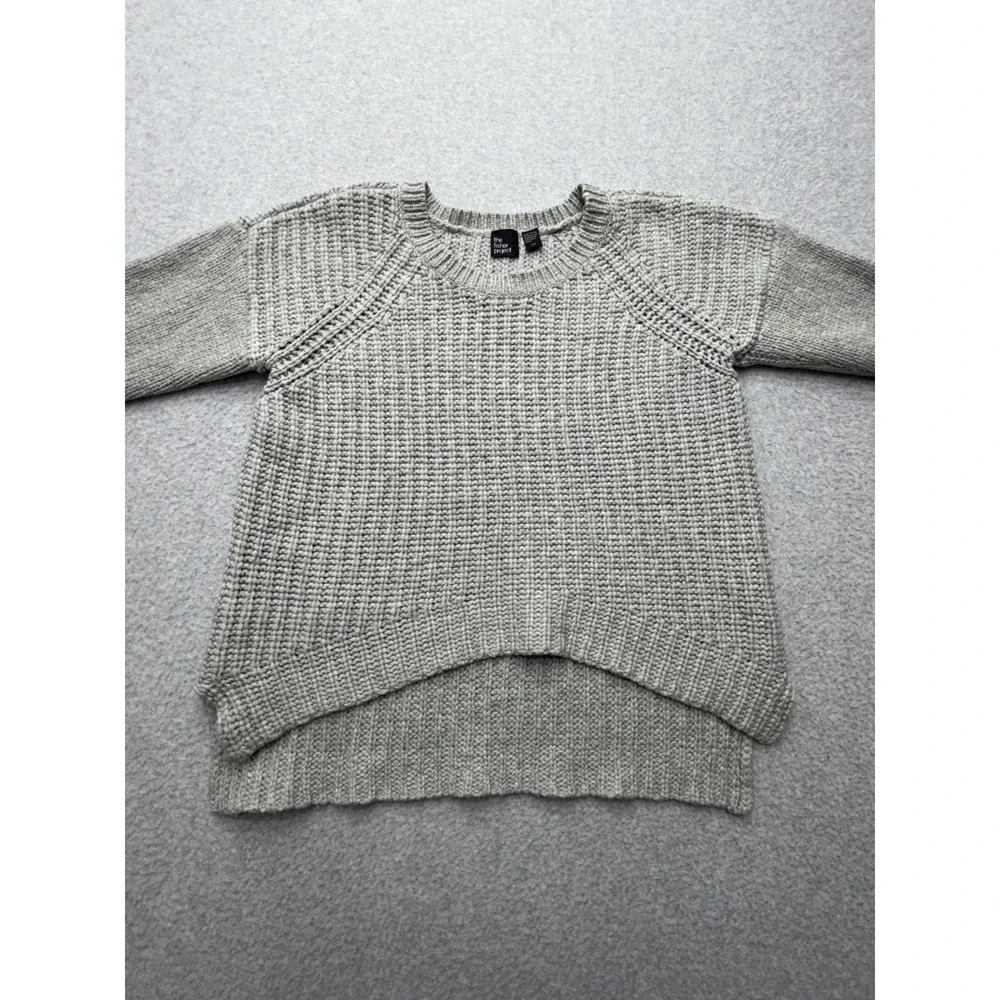 The Fisher Project Sweater Womens L Gray Merino‎ Wool Crew Neck Chunky Knit